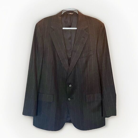 Other - VTG Polo University Ralph Lauren Pin Striped Wool Blazer Mens 46? Gray Preppy